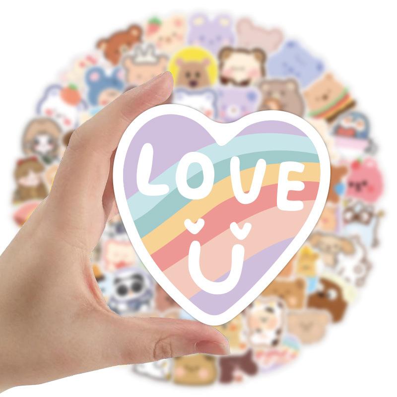 10 30 50 100pcs Korean Bear Cartoon Stickers Kawaii Anime Cute Notebook Scooter Water Cup Creative Gift Laptop Decal Stickers
