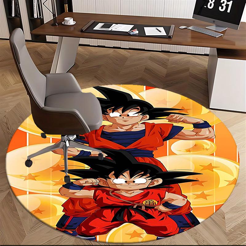 1pc Dragon Ball Z Goku & Vegeta Round Carpet - Anime Cartoon Design Chair Mat, Non-Slip Rug for Office, Home Decor, Living Room
