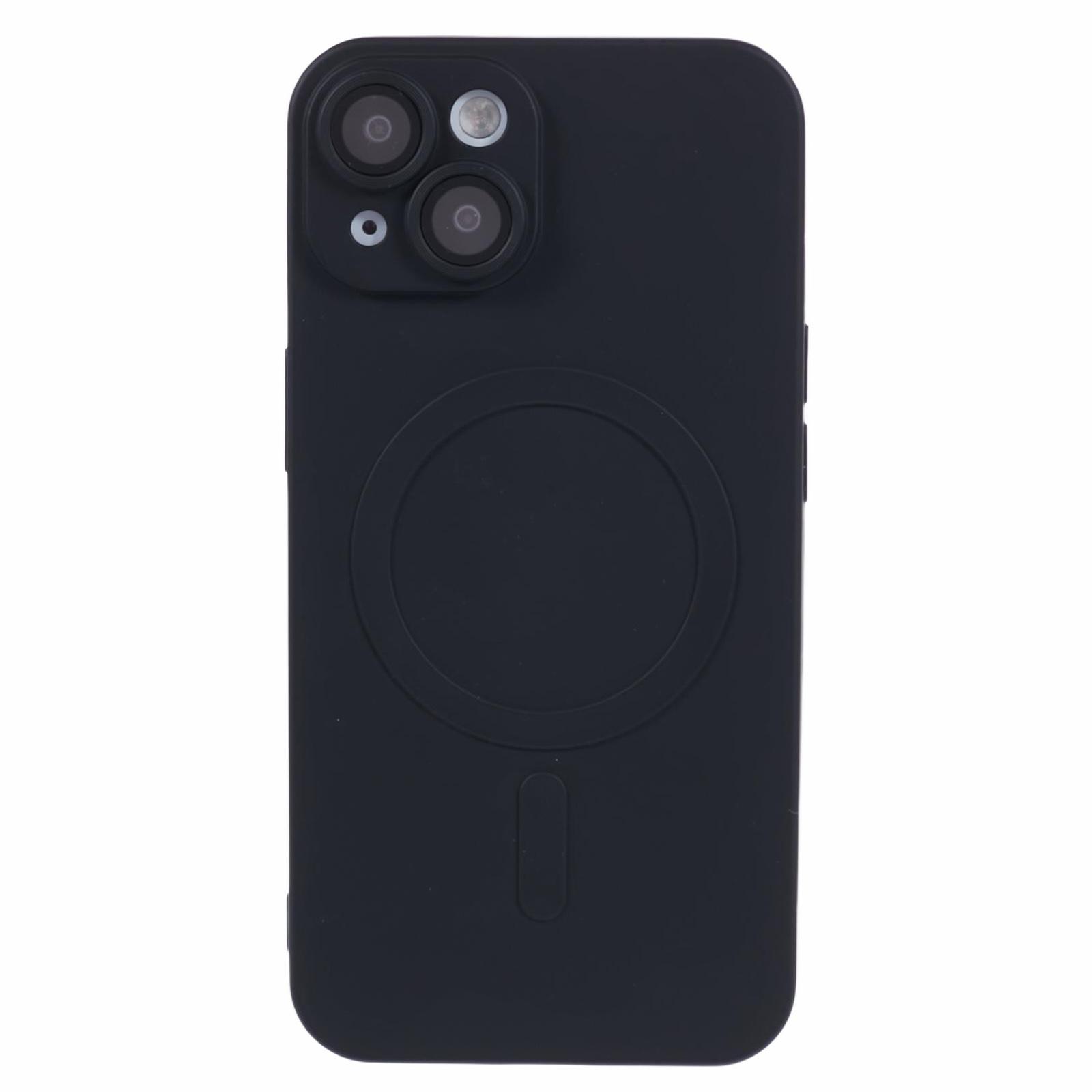 

For iPhone 15 Plus Protective Case with Lens Film Compatible with MagSafe Rubberized TPU Phone Cover Black