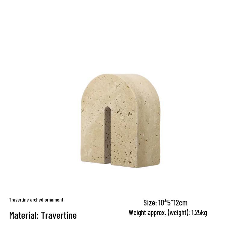 Современная желтая травертиновая арочная подставка для книг: Минималистичная статуэтка для кабинета или домашнего декора