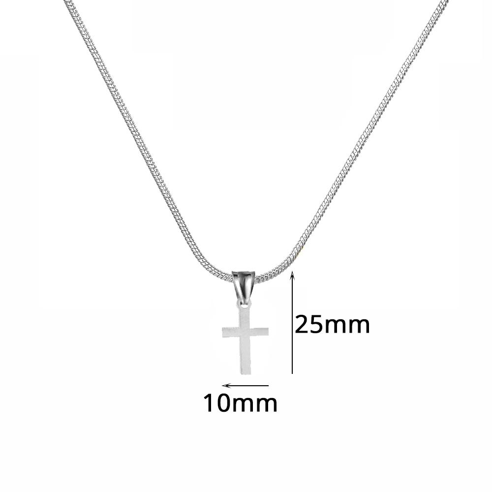 Fashion Tiny Cross Necklace For Women Female Silver Color Stainless Steel Snake Chain Small Cross Pendant Religious Jewelry Gift