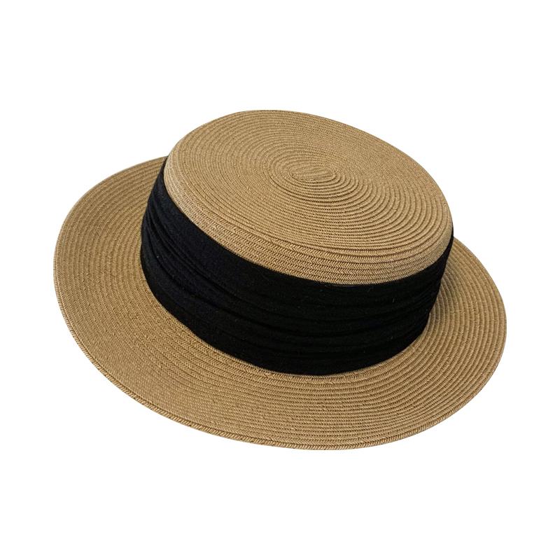Flat Top Small Edge Wide Ribbon Sun Hat Sun Protection Seaside Vacation Straw Hat Versatile Shopping Hat Women
