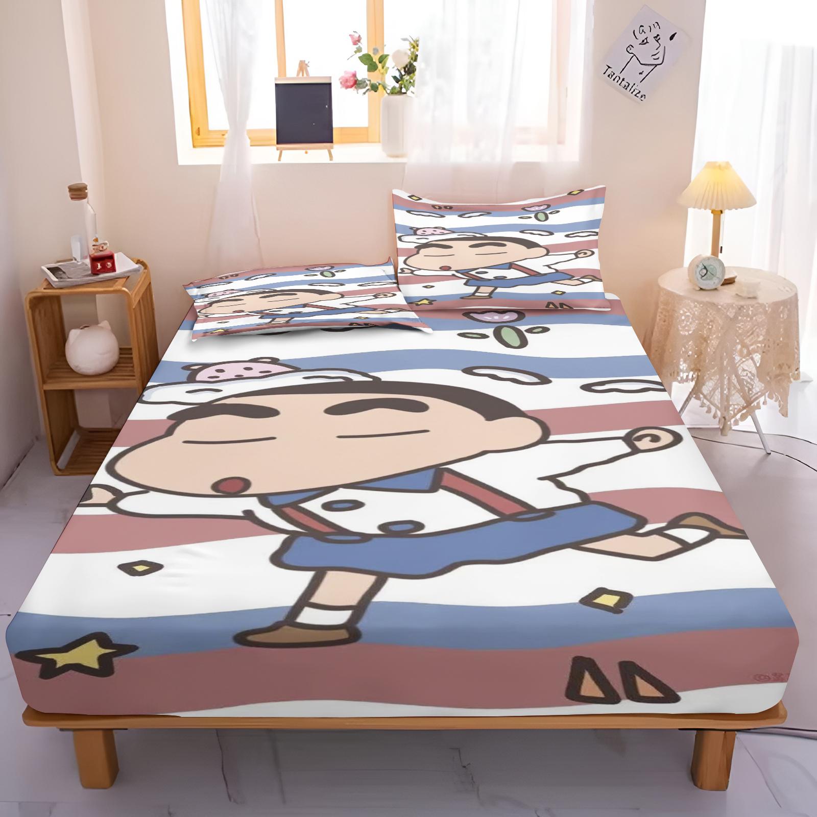 

Cartoon Cute Crayon Shin-Chan Fitted Sheet Printing Bedding Coverage Sheets Cover Teenager Baby Soft Skin-Friendly Elastic 90x190cmx25cm