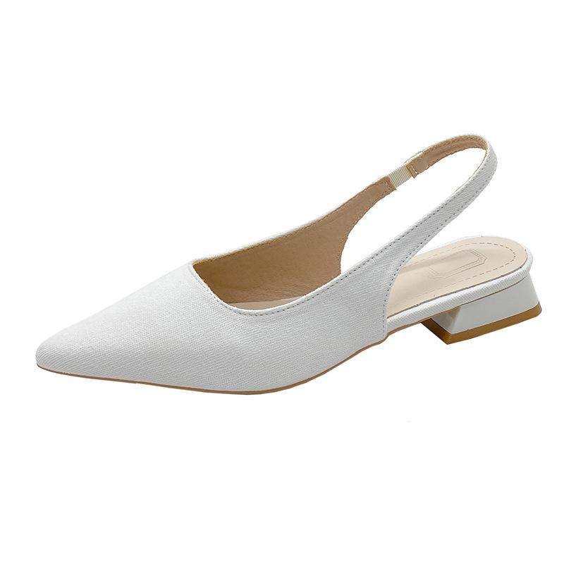 Fairy Wind Bag Head Sandals Female Low Heel Thick Heel Pointed Head Light Mouth Strap Rear Empty Single Shoes Gentle with Skirt Women's Shoes