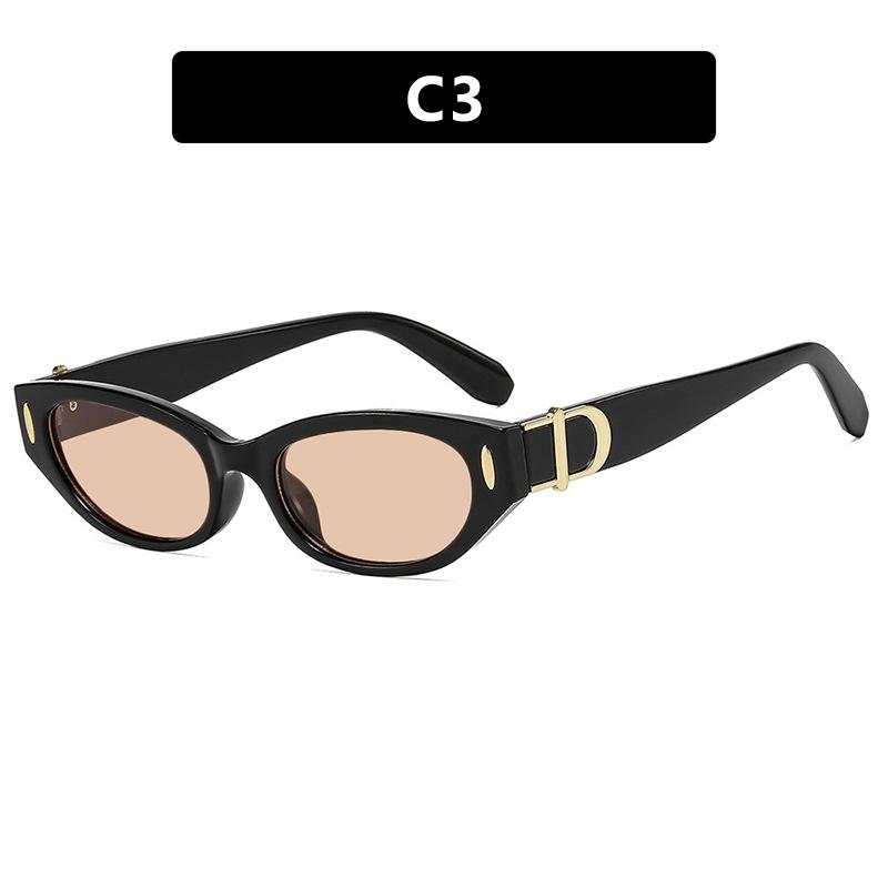 Rice Nail Small Frame Cat Eye Sunglasses New Street Photography Women's Versatile Trendy and Fashionable UV Resistant Glasses