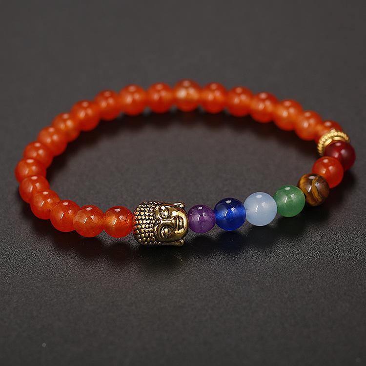 6Mm Natural Stone Green Dongling Agate Buddha Head Bracelet Jade