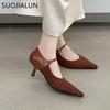 Fashion SUOJIALUN 2025 Spring New Brand Women Mary Jane Shoes Fashion Pointed Toe Ladies Elegant Pumps Shoes Thin High Heel Single Shoes