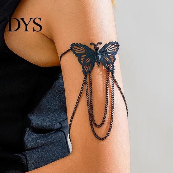 Arm Band Women Bracelet Adjustable Hollow Out Butterfly Shape Multi Chains Chain Armlet Punk Style Anti-slip Lady Prom Party Cosplay Performance