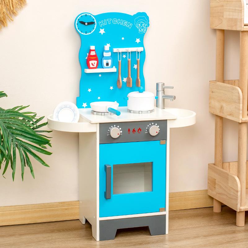 Baby Play Home Toys Wooden Kitchen Gas Stove Sink Simulation Cooking Kitchenware Kitchen Toys