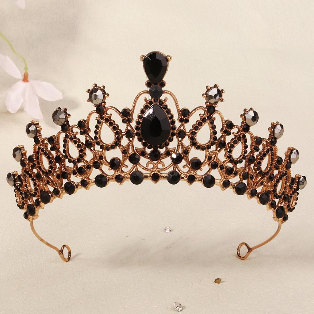 Halloween Jewelry Rhinestone Alloy Crown Holiday Party Dance Dress Headdress High-end Black Crown