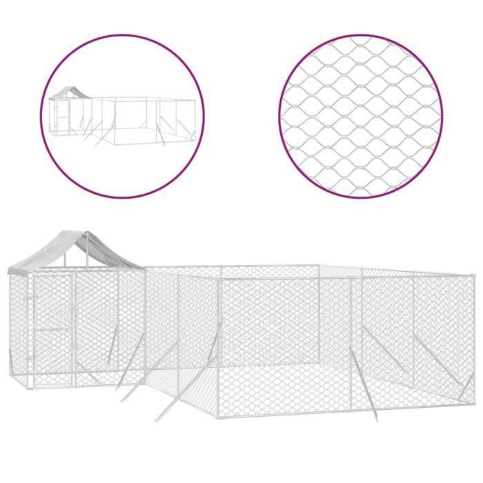 VidaXL Outdoor Dog Kennel with Silver Roof 6x6x2.5 M 3190471