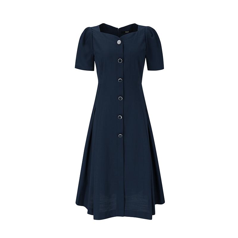 VISITINNEWYORK Heart Square Neck Puff Sleeve Dress (Vz5Op33)
