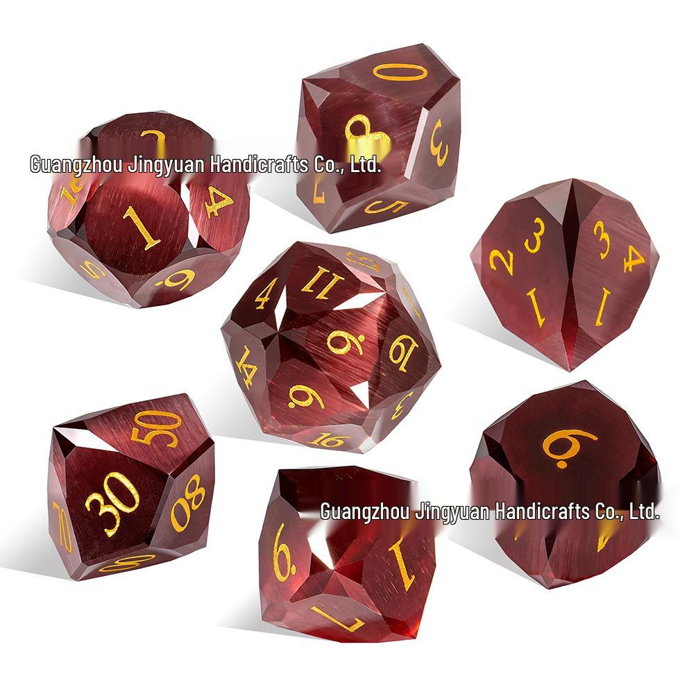

Dungeons & Dragons 7-Piece Purple-Red Cat s Eye Polyhedral Dice Set for RPGs