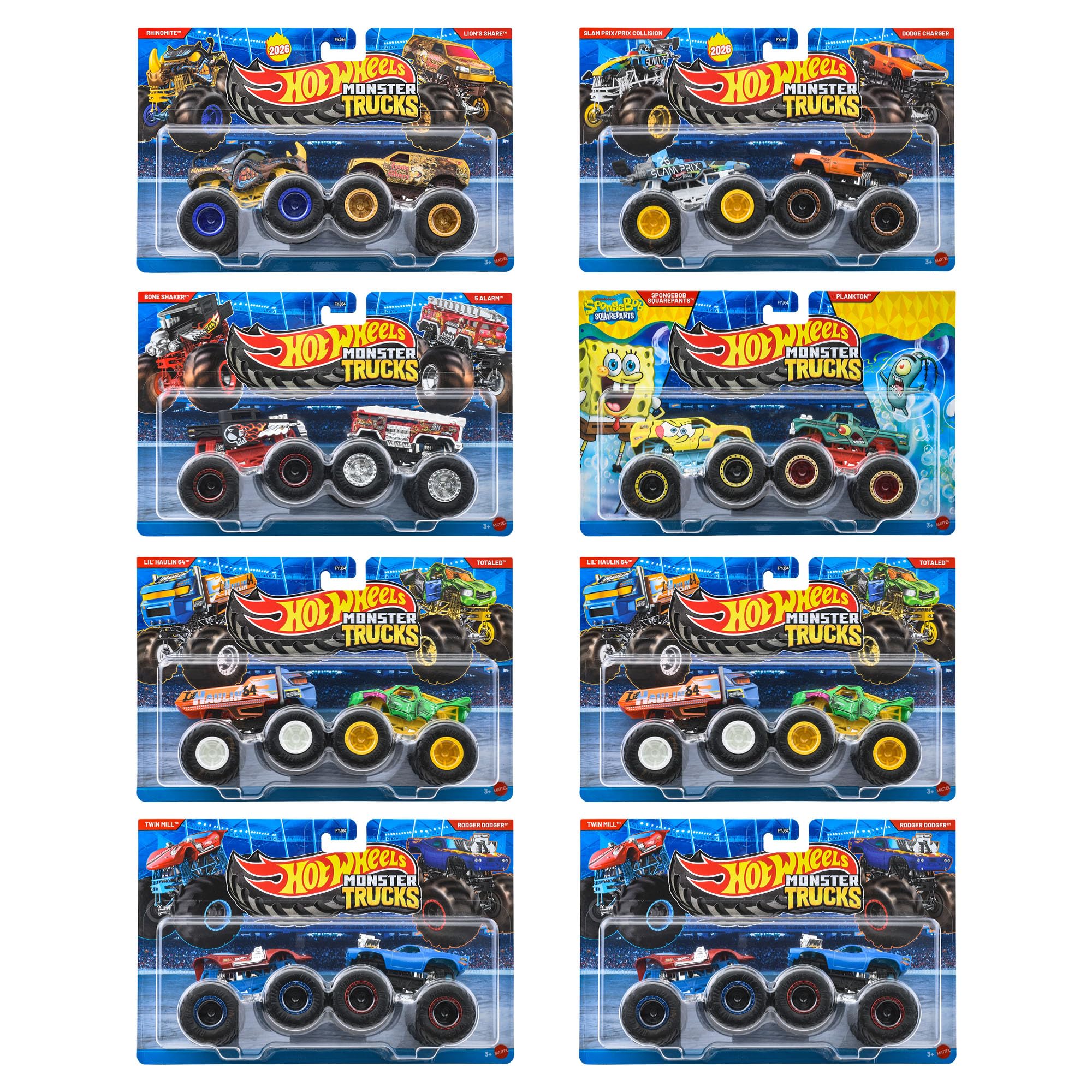 Hot Wheels Monster Trucks Scale Assortment Vehicle Miniature Cars cars per pack x 8 Boxed Set Ages 164 2-Pack - Toys, (2 sets) - - 3+ - Multi-pack