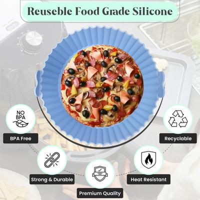 Air Fryer Liner Silikon Bakplåt Non-Stick Återanvändbar Kakform Pizza Tallrikar Rund Air Fryer Korg för Kakor Kex Friterad Kyckling