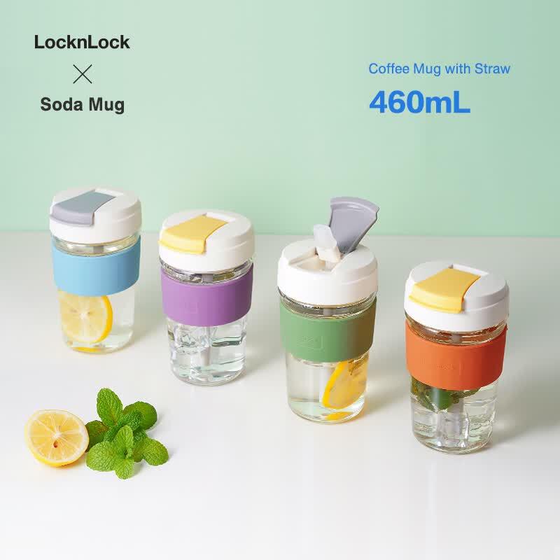 LOCK&LOCK Hitzebeständiger doppelwandiger Glasbecher mit Silikonhülle
