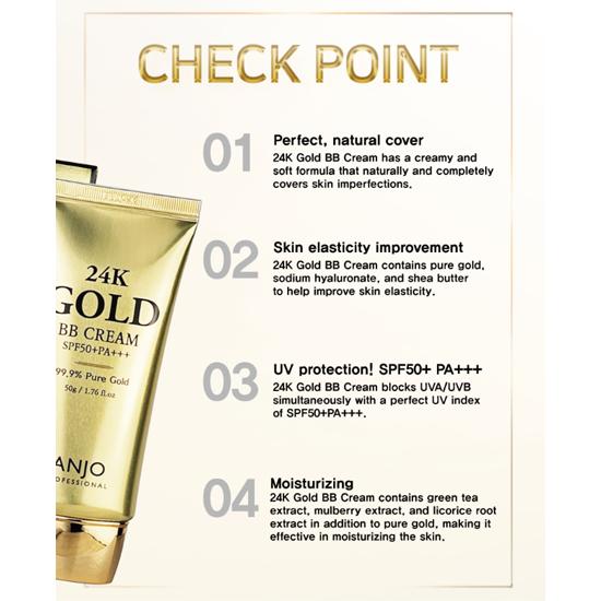 ANJO KREM BB ZE ZŁOTEM 24K SPF50+ PA+++ 50g (3 opcje)