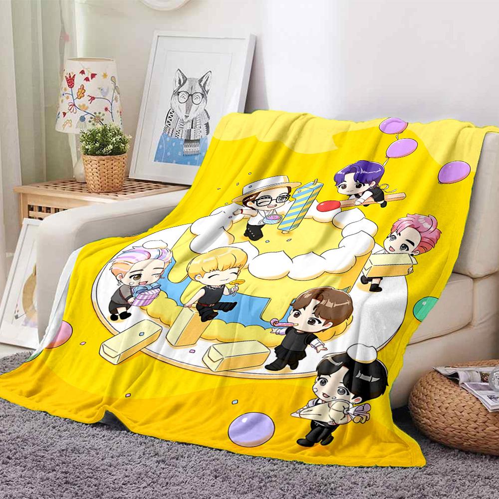1pc , K Pop Flannel Blanket [Cozy Throw Blanket] For Sofa, Bed, Travel, Camping, Livingroom, Office, Couch, Chair, And Bed