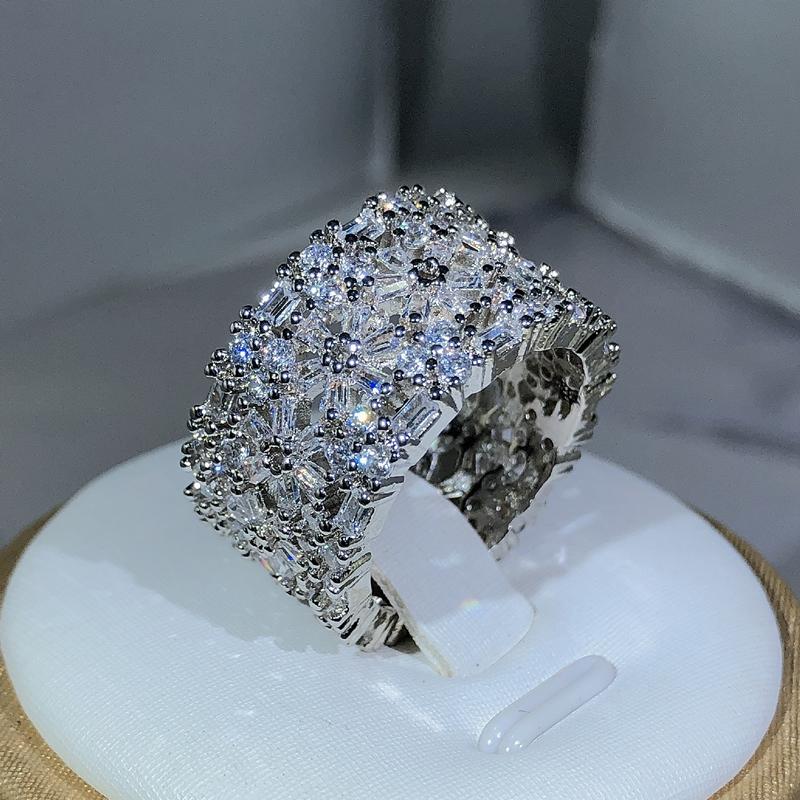 Elegant Female  Sterling Silver Big Water Drop Zircon Stone Ring Finger Rings For Women Promise Love Valentine's Day Gifts