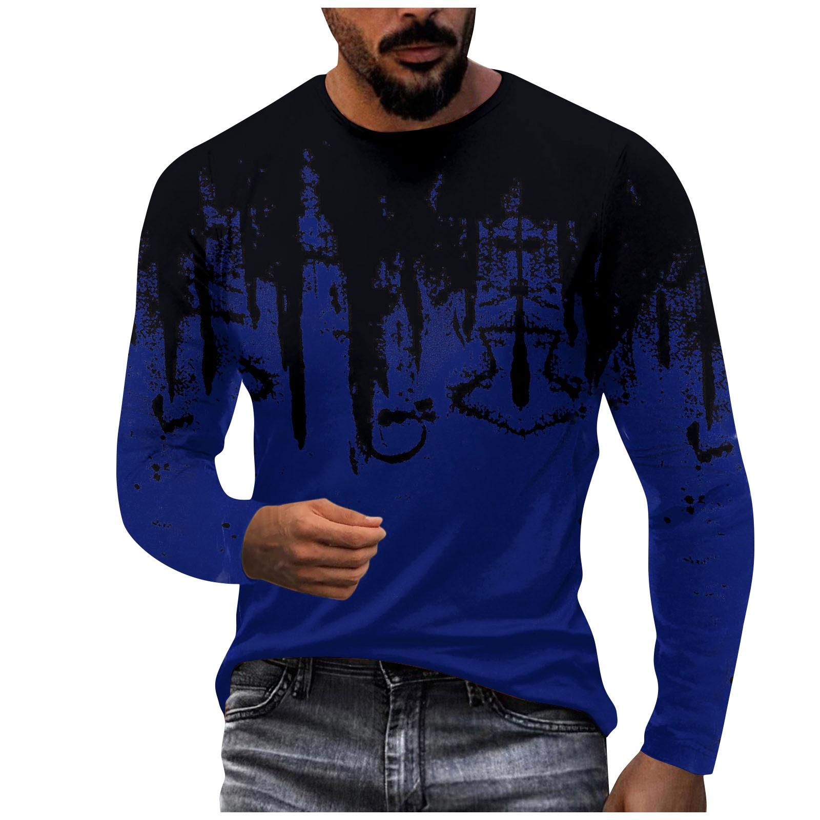 

Мужская мода, повседневные рождественские рубашки с круглым вырезом и длинным рукавом с принтом, топы, блузки XXL