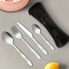 4Portable Cutlery Set of Knife  Fork and Spoon 410Stainless Steel Is Sturdy and Durable The Vintage Print Design Features Unique