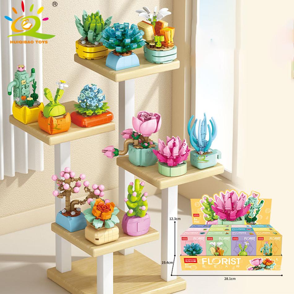 Non-Toxic Moc Flower Succulent Potted Model Building Block Diy Eternal Bouquet Home Desk Plant Decor Brick Children Gift Children Toy
