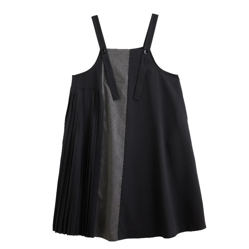 

Xitao Плиссированное лоскутное платье на пуговицах ZMY1174 One Size чёрный