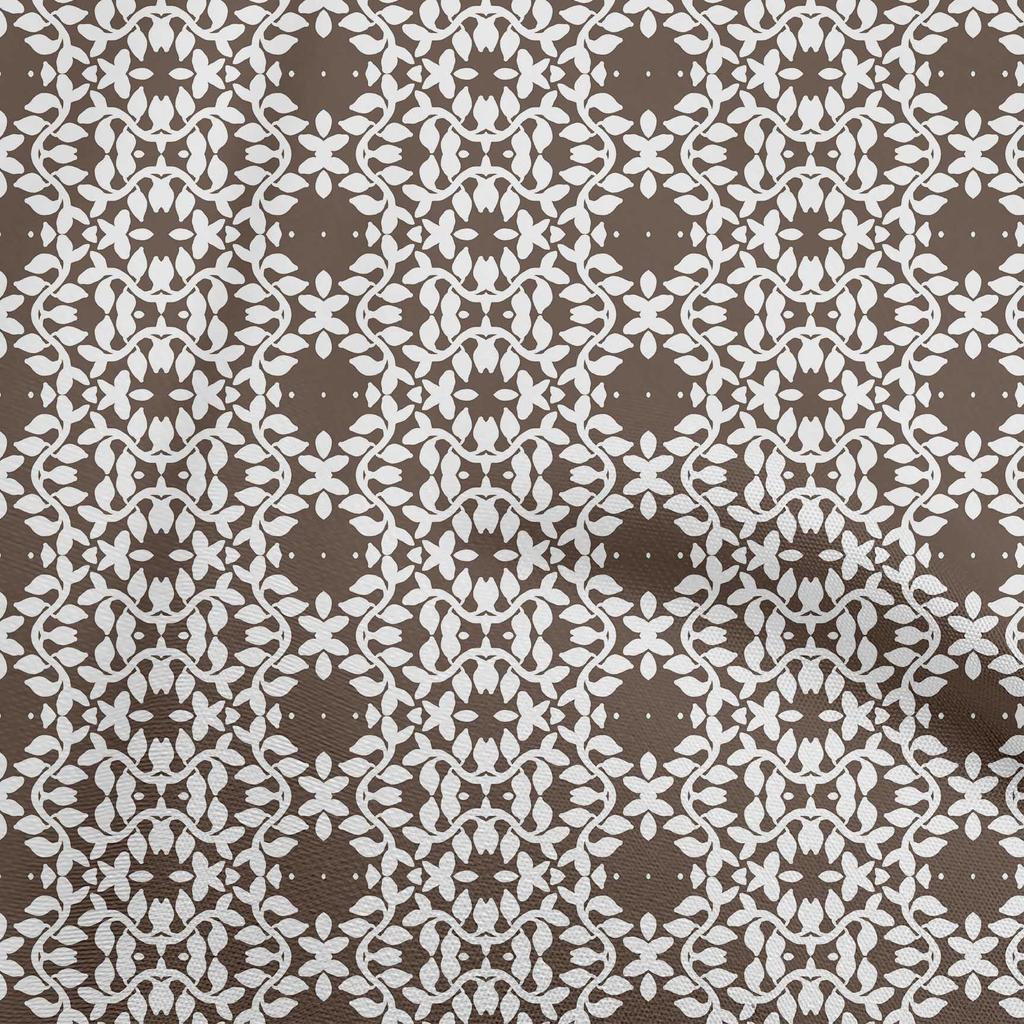 oneOone Cotton Poplin Black Fabric Asian Floral Block Sewing Material Print Fabric By The Yard 42 Inch