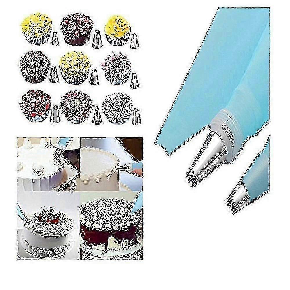 Cake Decorating Supplies, 31 Cake Decorating Supplies With 24 Icing Dispensers 2 Silicone Pastry Bags, 2 Reusable Couplers,1 Cleaning Brush,1 Cake Dec