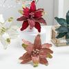 Faux Velvet Artificial Christmas Flower 26cm Vibrant Color Poinsettia Flower Decor DIY with Glitter Xmas Tree Decor