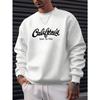 Creative California Letter Print Men's Crew Neck Long Sleeve Sweatshirt, Casual Comfortable Versatile Top For Outdoor Sports