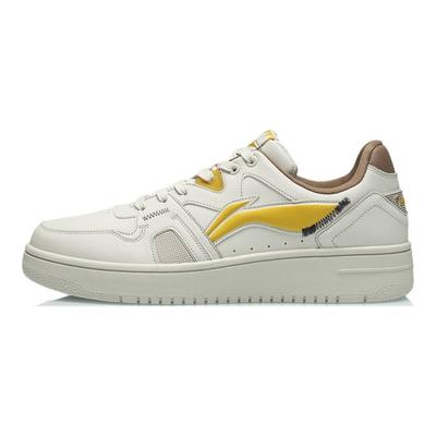 Li Ning Trendige Lässige Rutschfeste Abriebfeste Low-Top Skateschuhe Herren Sneaker Weiß Gelb AGCR317-4