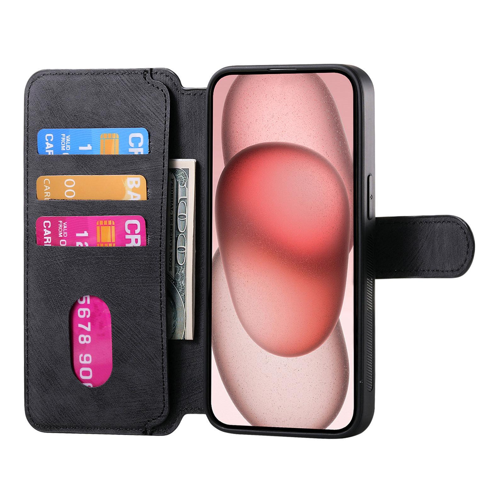 

CASENEO MW-03 For iPhone 14 Case with Detachable Wallet Leather+TPU Phone Cover Black