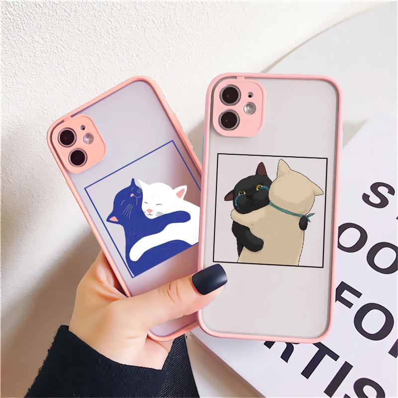 Funny Cartoon Cat Phone Case For iPhone 7 8 Plus SE2 X XR XS MAX For Iphone 15 14 12 13 Mini 11 Pro Max Cute Animal Back Cover