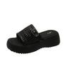 Summer Ladies Thick-soled Fashion Slippers Breathable Mesh Sponge Cake Base One Kick Women's Sandals Leisure Dress Women Shoes