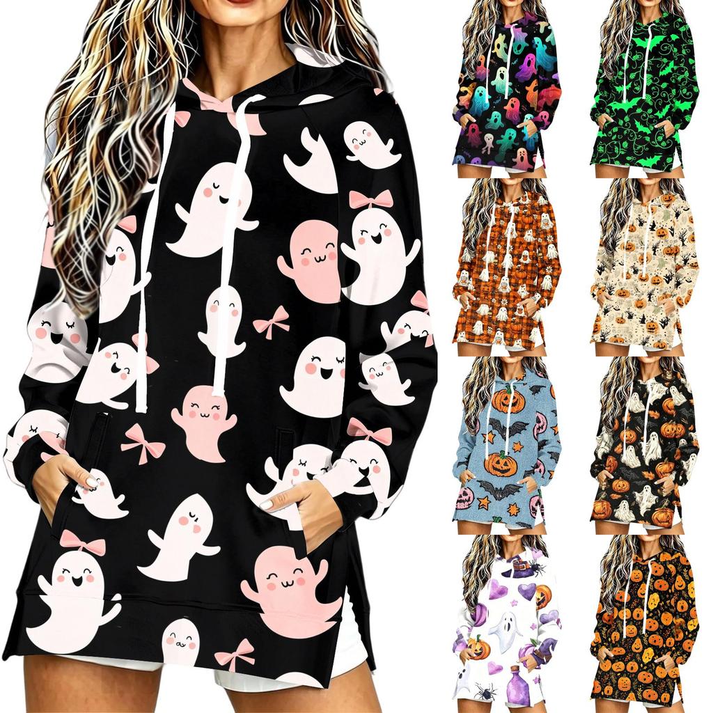 Women's Casual Long Sleeve Halloween Print Hoodie Pullover Top