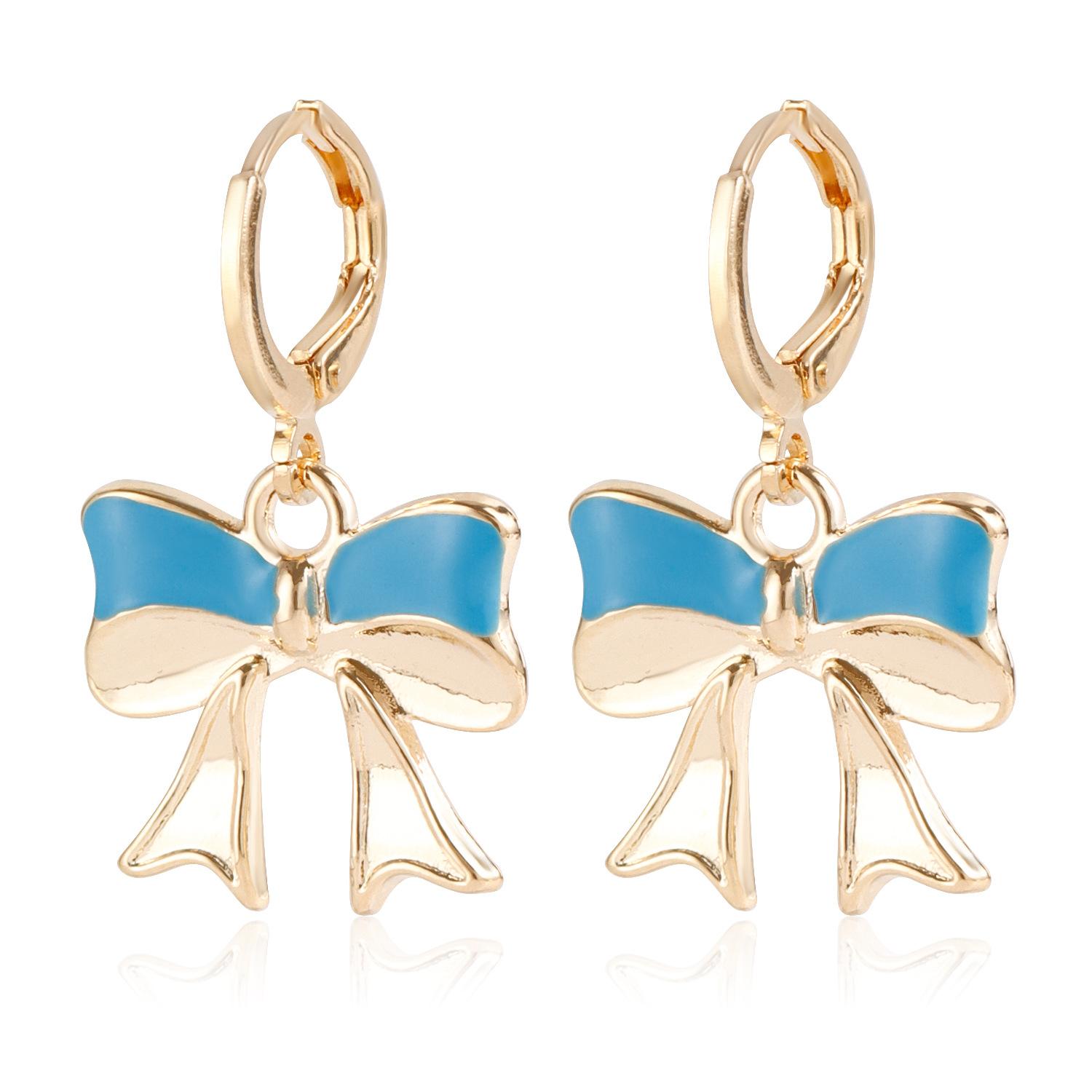 Hot-selling alloy color drip bow earrings new Internet celebrity temperament earrings