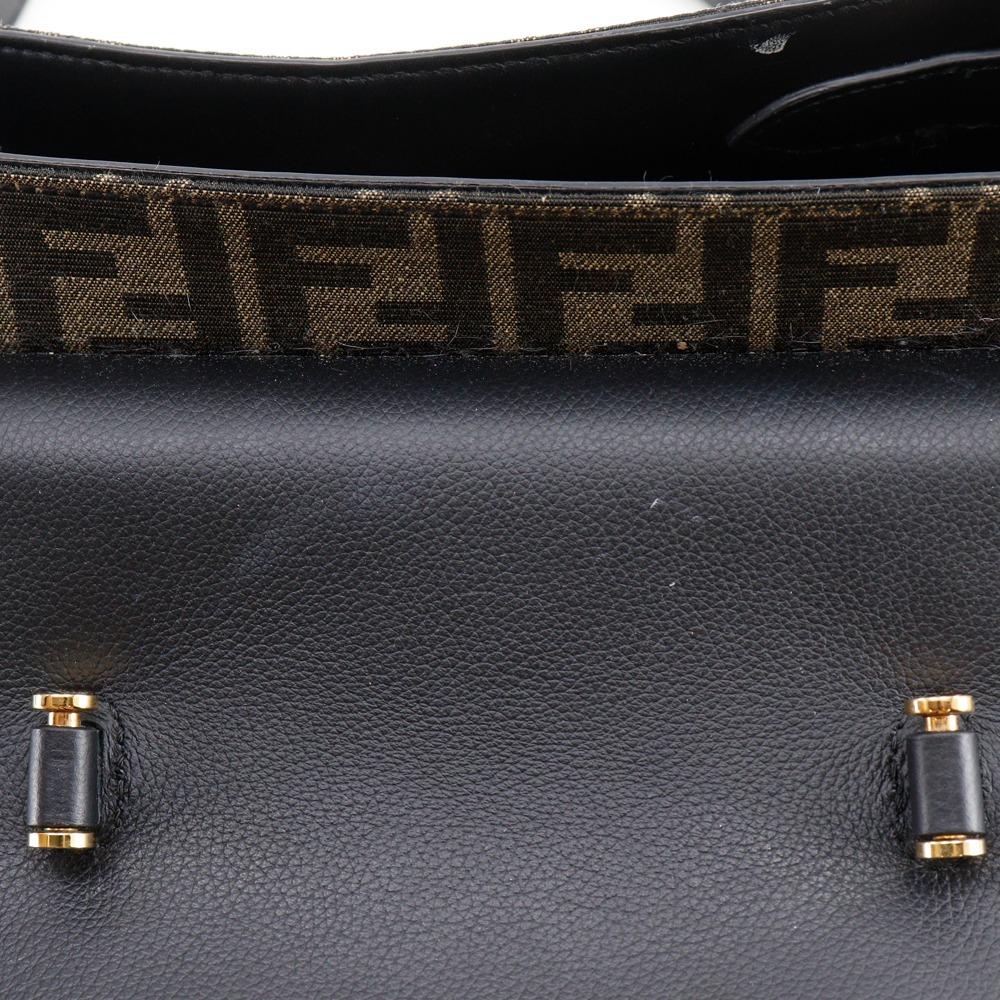 Fendi La Medusa Zucca Handbag X Versace Fender 2WAYShoulder Black / Brown Nylon Canvas/leather Women Used