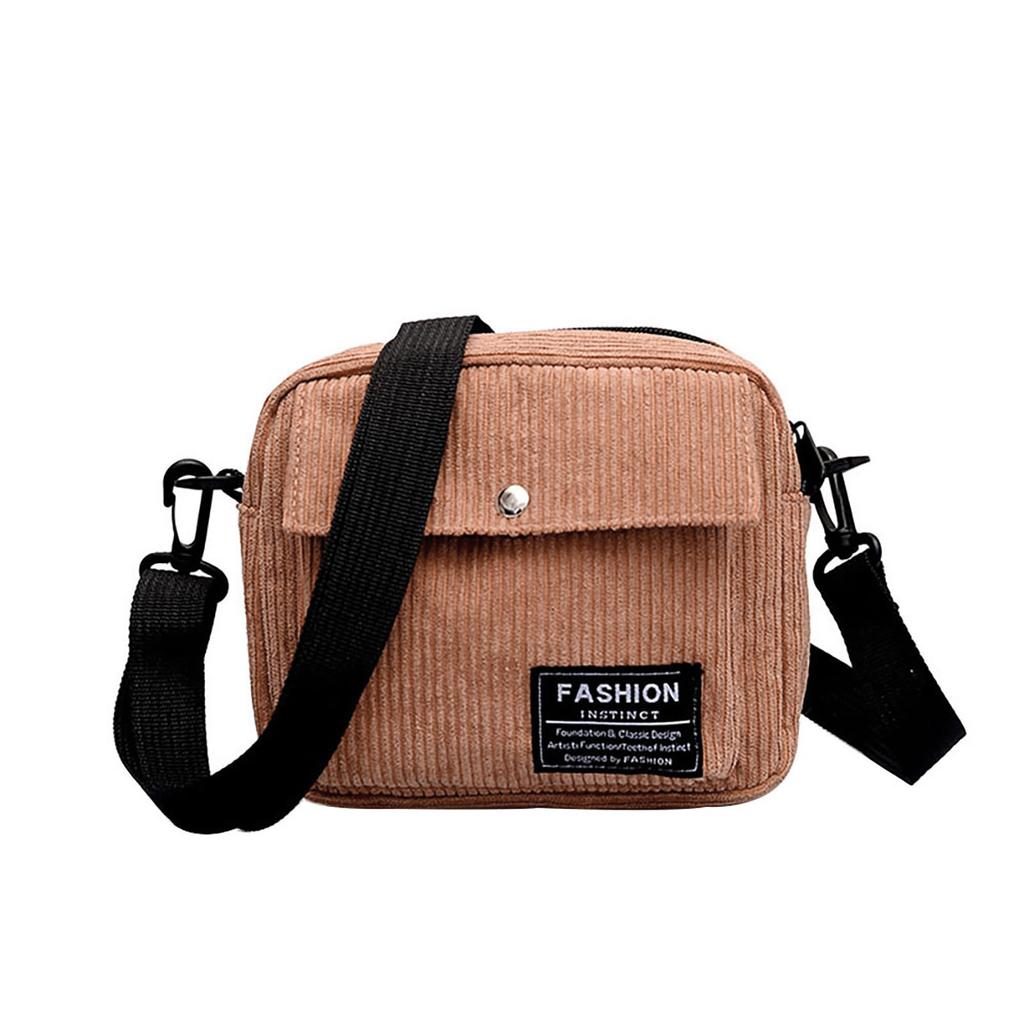 Women Canvas Single Shoulder Messenger Bag Small Square Bag Corduroy Bag