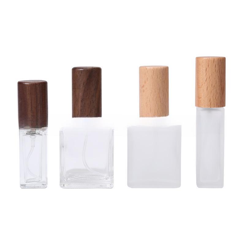 Sticlă portabilă de parfum din sticlă cu capac din lemn, opțiuni de 5 ml și 10 ml