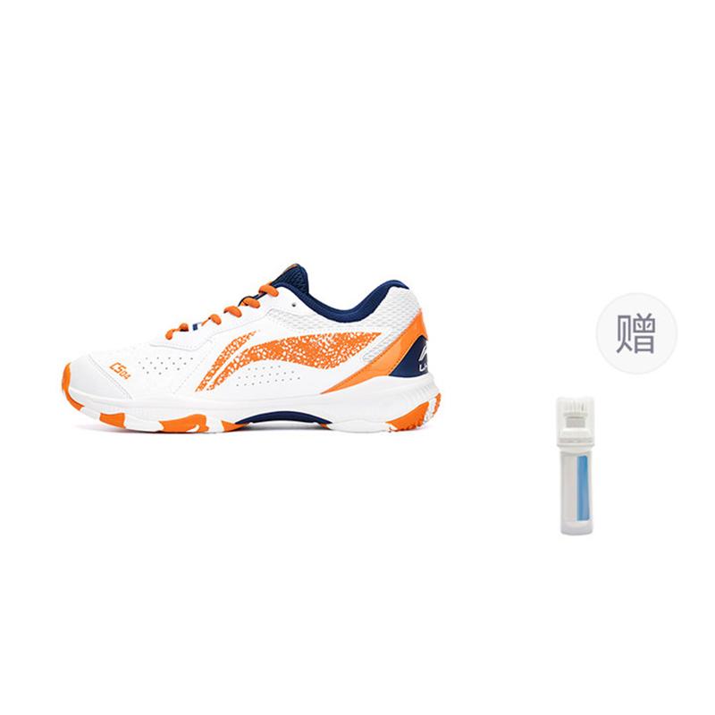 Li Ning Slip Resistant, Abrasion Resistant, Breathable, Lightweight Low Top Badminton Shoes Unisex White Ice Orange AYTS061-1