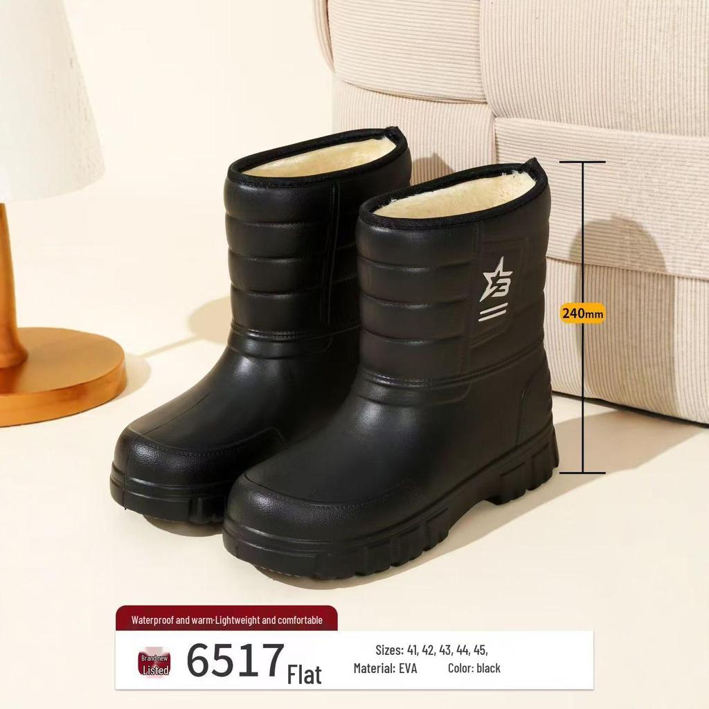 Pánské zimní sněhule s fleecovou podšívkou: Teplé, Nepromokavé, Protiskluzové, Lehké, Pohodlné bavlněné boty se stahovací šňůrkou na ryby