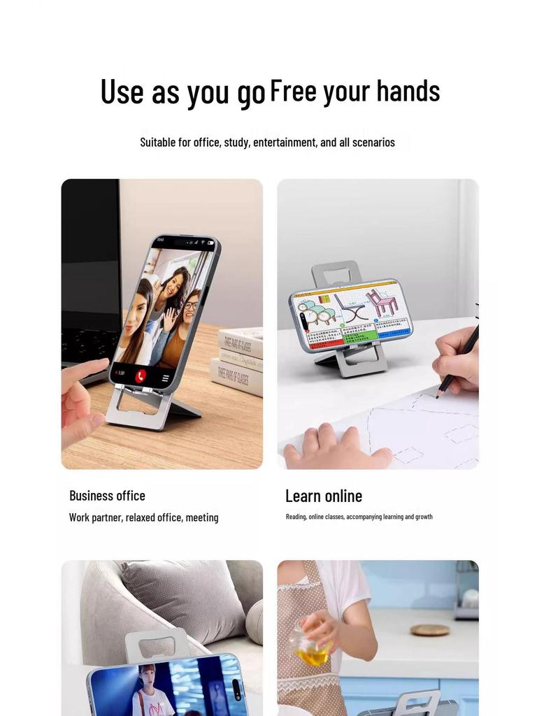 Ultra-Thin Foldable Aluminum Phone and Tablet Stand - Portable, Multi-functional, Universal Holder