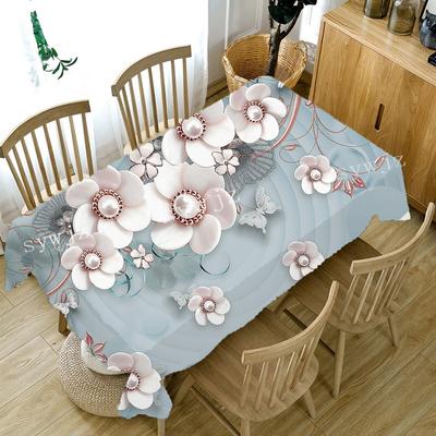 Beautiful Floral Pattern Tablecloth Bouquet Landscape Rectangular Tablecloth Birthday Party Dinner Home Decor Accessories