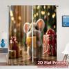 2pcs, 2D FLAT PRINTING Curtains (Without Rod) CheesyChristmas Chic Pattern Curtains Fabric Curtains Holiday Ldeal for Bedroom &