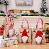Adorable Cartoon Style Christmas Gnome Burlap Tote Bags For Holiday Gift Giving