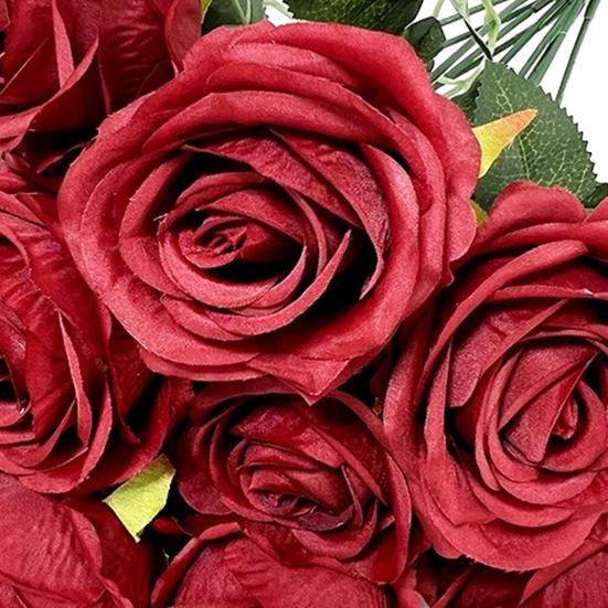 Simulated Roses Bunch Realistic Artificial Roses Faux Rose Bundle with Bendable Stems for Home Decor Parties Weddings Flower Arrangements
