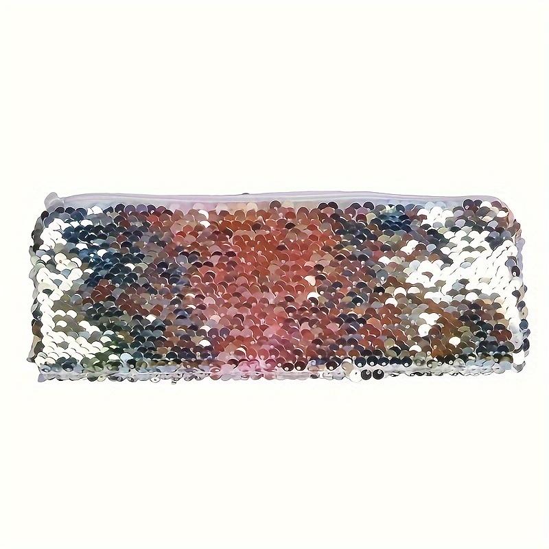 1pc Mermaid Sequin Make-up Bag Portable Travel Make-up Brush Storage Bag Large Capacity Sequin Zip Storage Bag Durable Handbag, Suitable for Travel