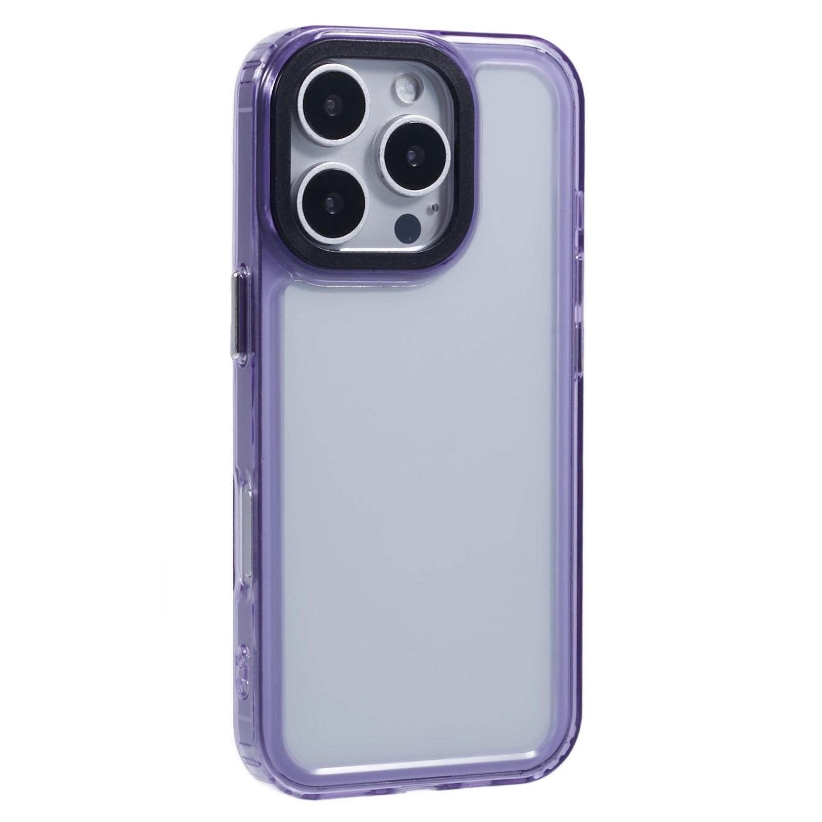 

For iPhone 16 Pro Max Clear Phone Case PC+TPU Hybrid Back Cover Transparent Purple