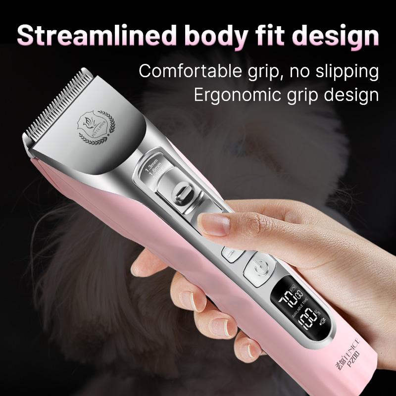 Fenice Sakura Pink Dog Hair Cutting Machine 5000mA Capacity LCD Screen Pet Dog Grooming Clipper Rechargeable Shaver Set2